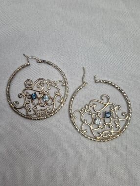 Zoe B. Studio Sterling Silver and Stone Hoop Earrings